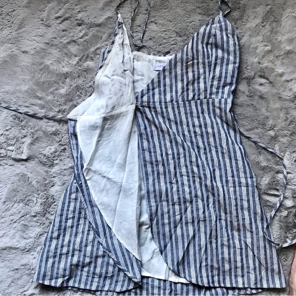 Women’s Linen Nautical Stripe Wrap Dress size small by linen lux - Picture 3 of 4